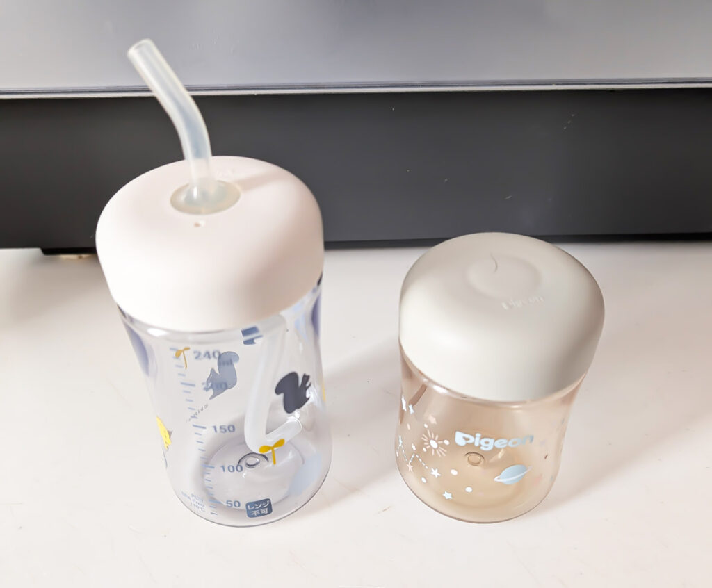 ピジョン母乳実感哺乳瓶とストローマグ用ふた