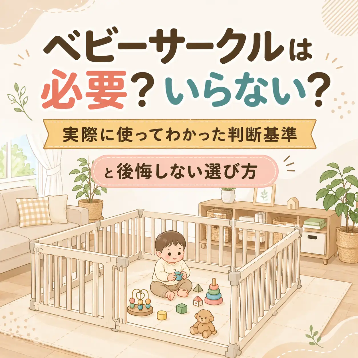 ベビーサークルは必要？いらない？実際に使ってわかった判断基準を解説するアイキャッチ画像